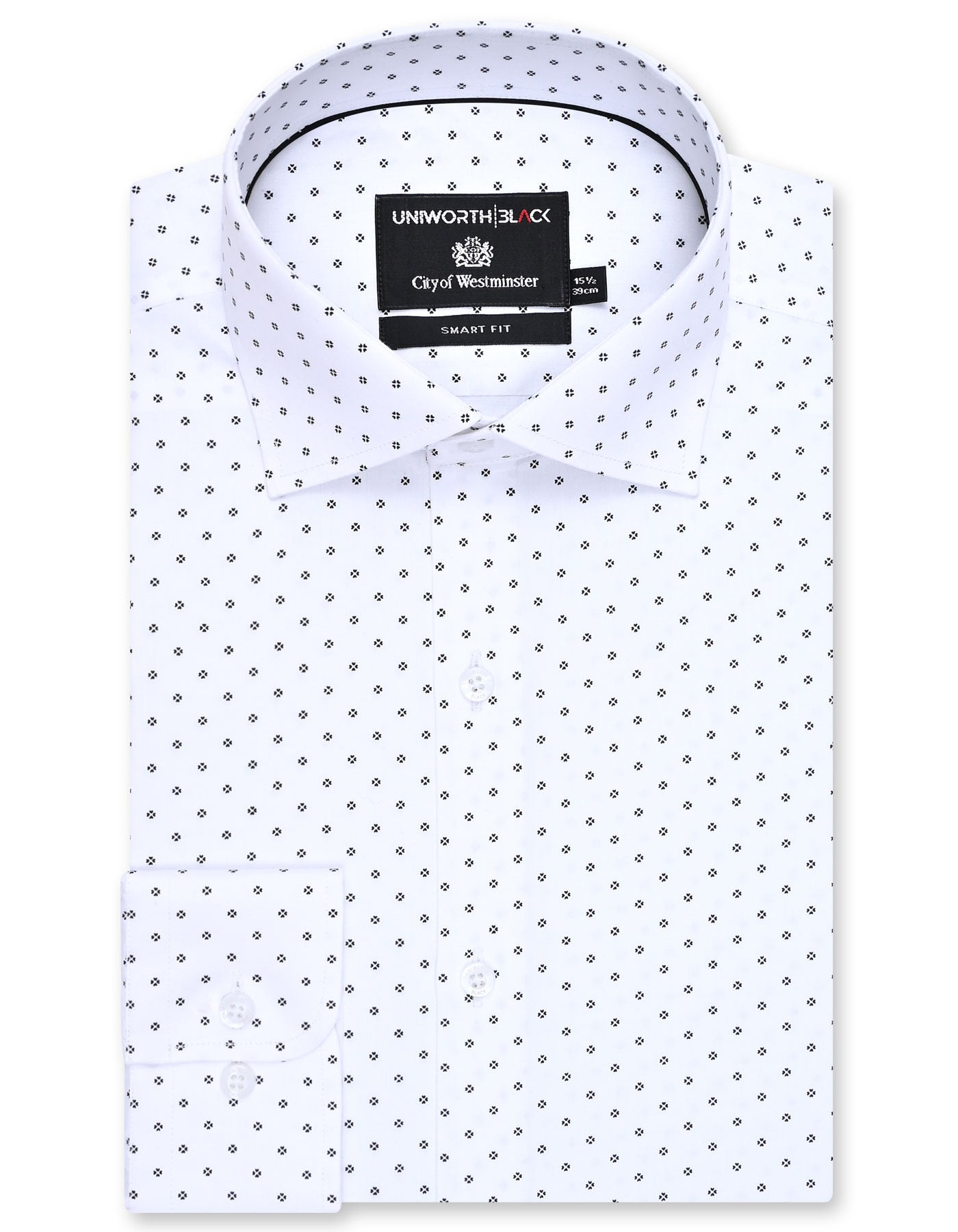 Printed White Tailored Smart Fit Shirt FS845SF-14.5
