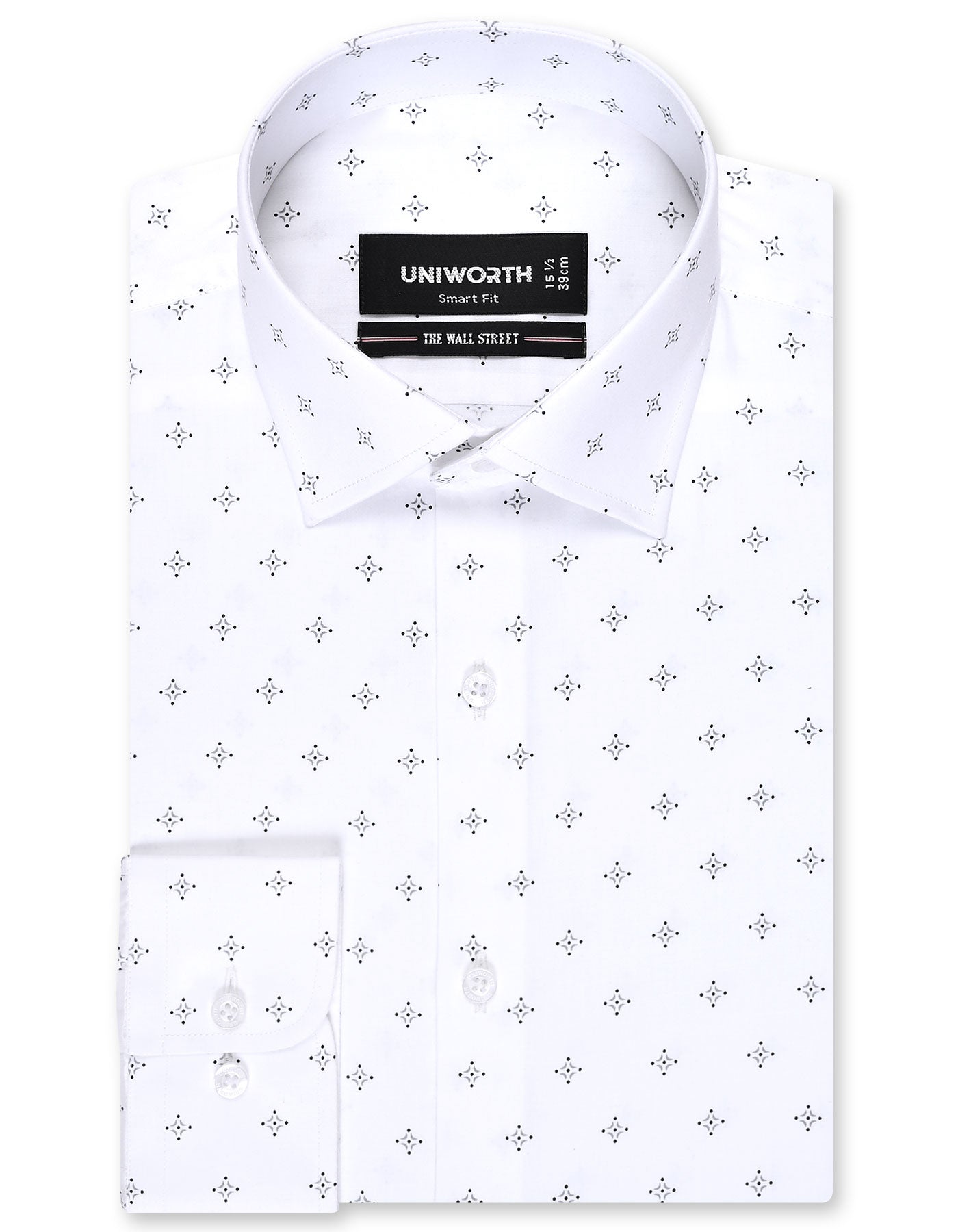 Printed White Tailored Smart Fit Shirt FS846SF-14.5