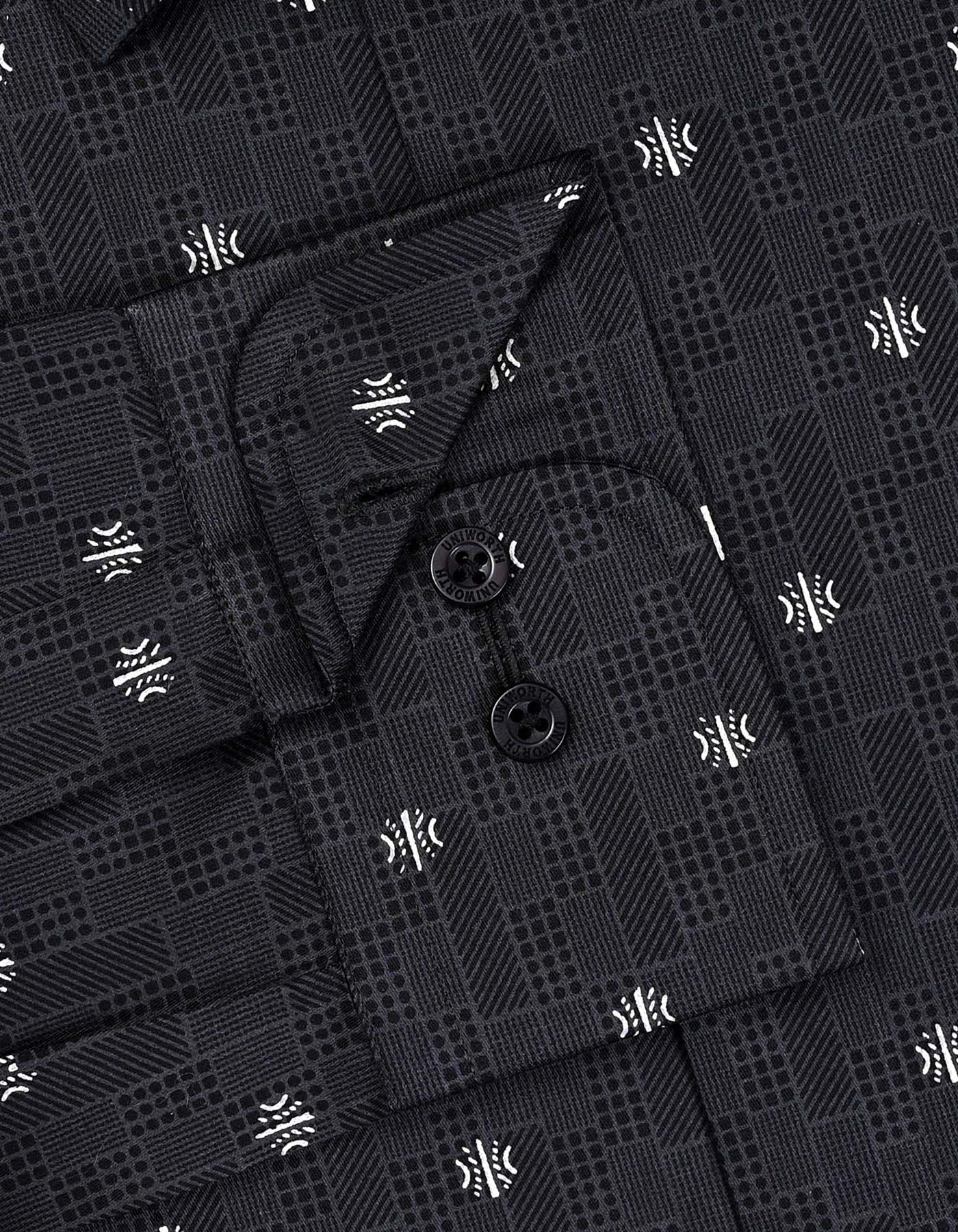 Printed D Grey Classic Fit Shirt FS847RF-15.5