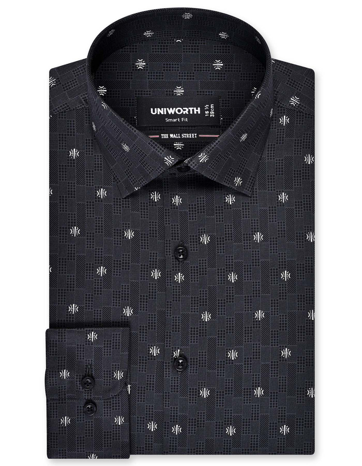 Printed D Grey Tailored Smart Fit Shirt FS847SF-14.5