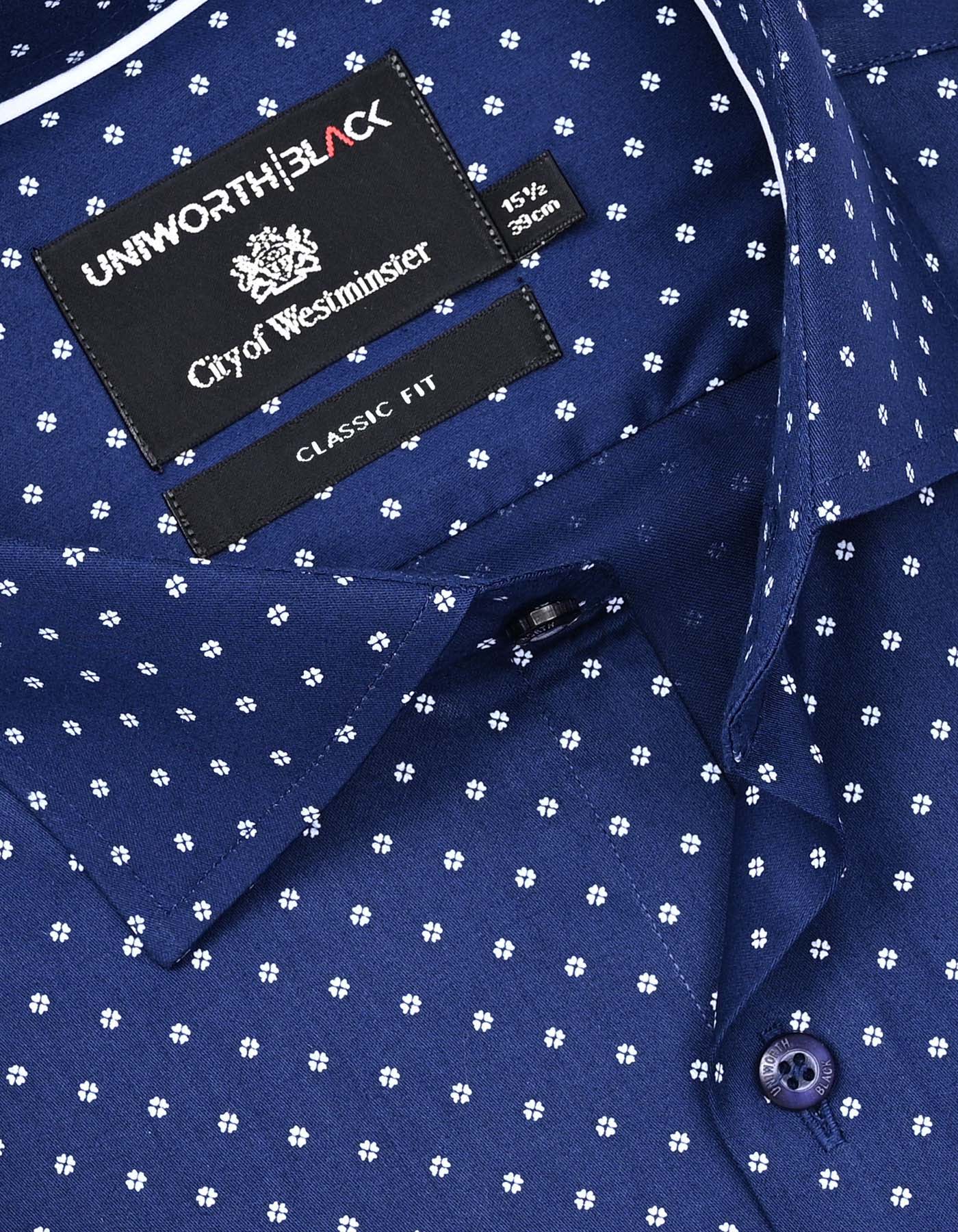 Printed Navy Classic Fit Shirt FS848RF-15