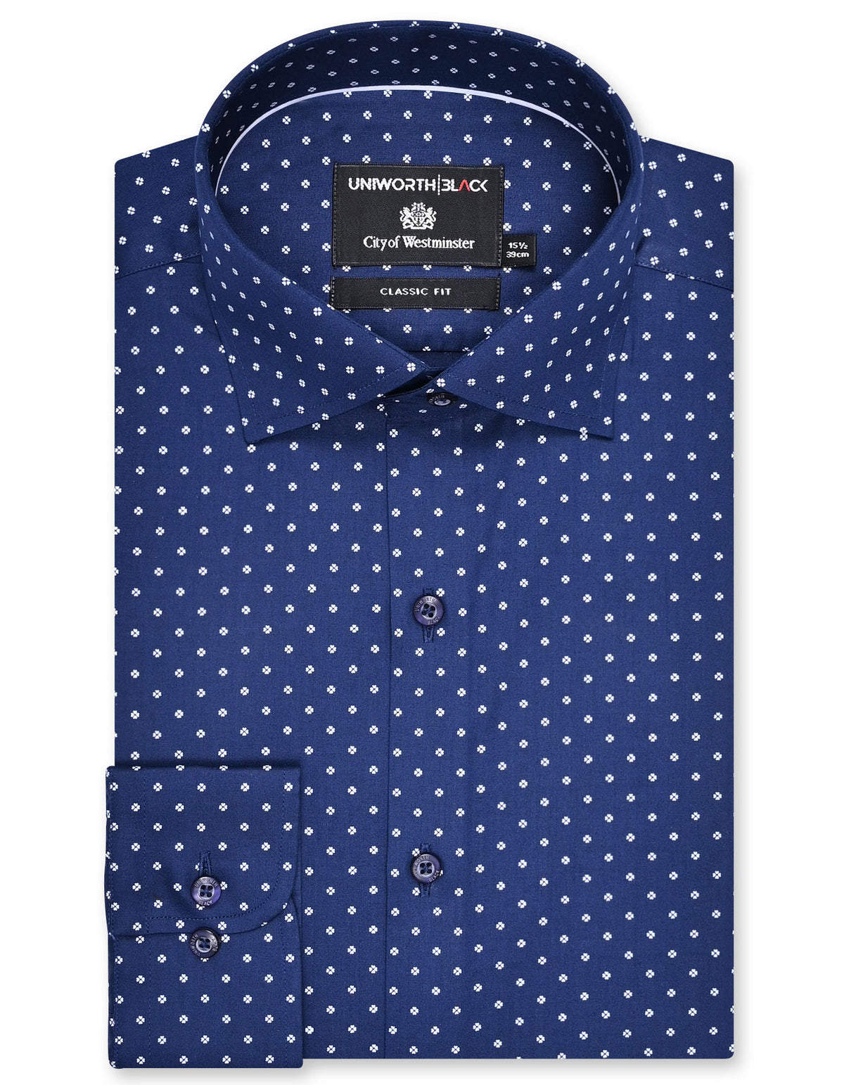 Printed Navy Classic Fit Shirt FS848RF-14.5
