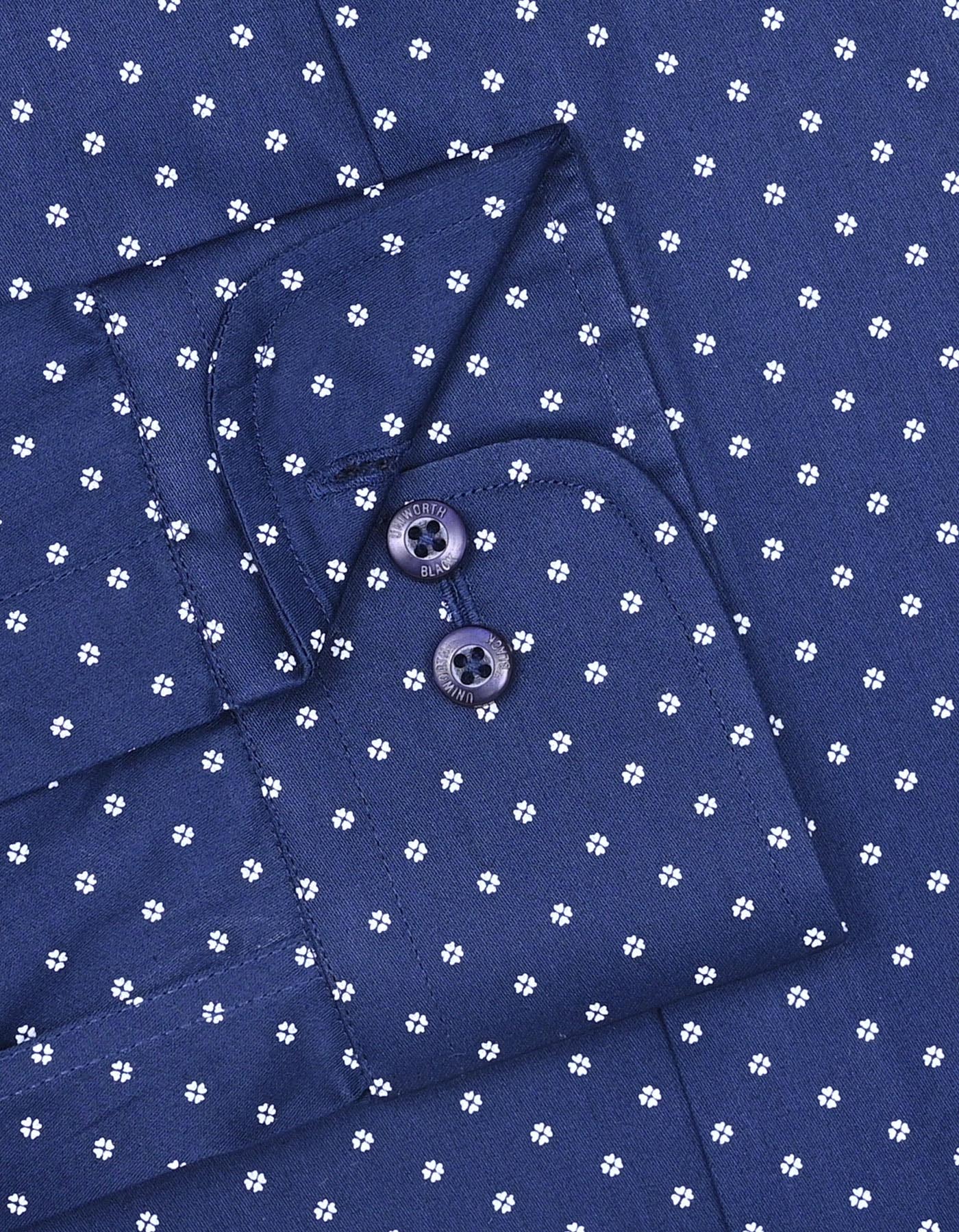 Printed Navy Tailored Smart Fit Shirt FS848SF-15.5