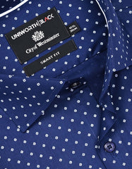 Printed Navy Tailored Smart Fit Shirt FS848SF-15