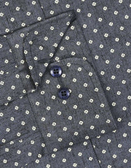 Printed D Grey Tailored Smart Fit Shirt FS849-1SF-15.5
