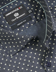 Printed D Grey Tailored Smart Fit Shirt FS849-1SF-15