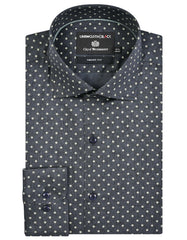 Printed D Grey Tailored Smart Fit Shirt FS849-1SF-14.5