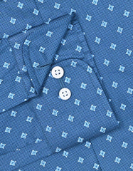 Printed Blue Tailored Smart Fit Shirt FS852-1SF-15.5