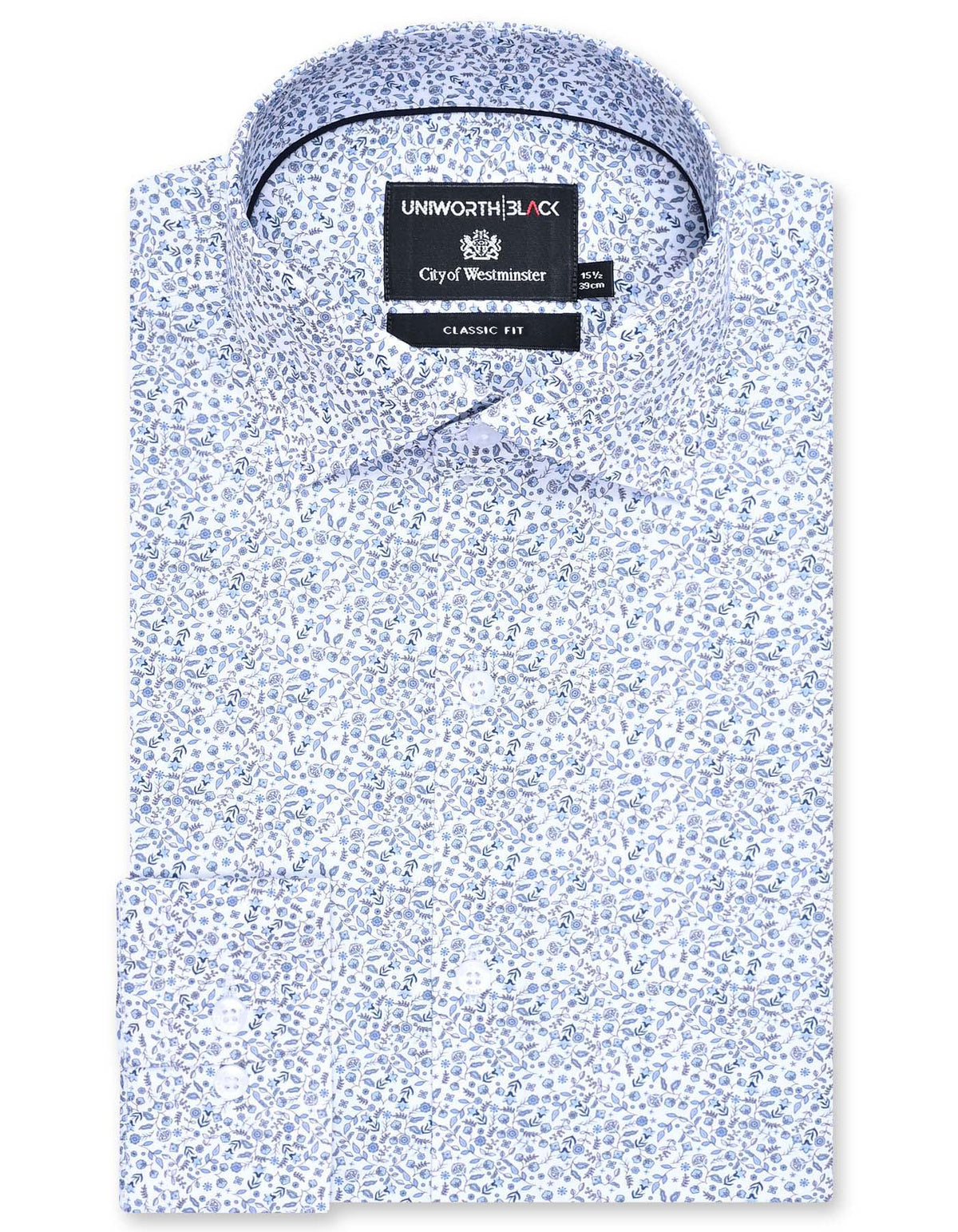 Printed L Blue Classic Fit Shirt FS859-1RF-14.5