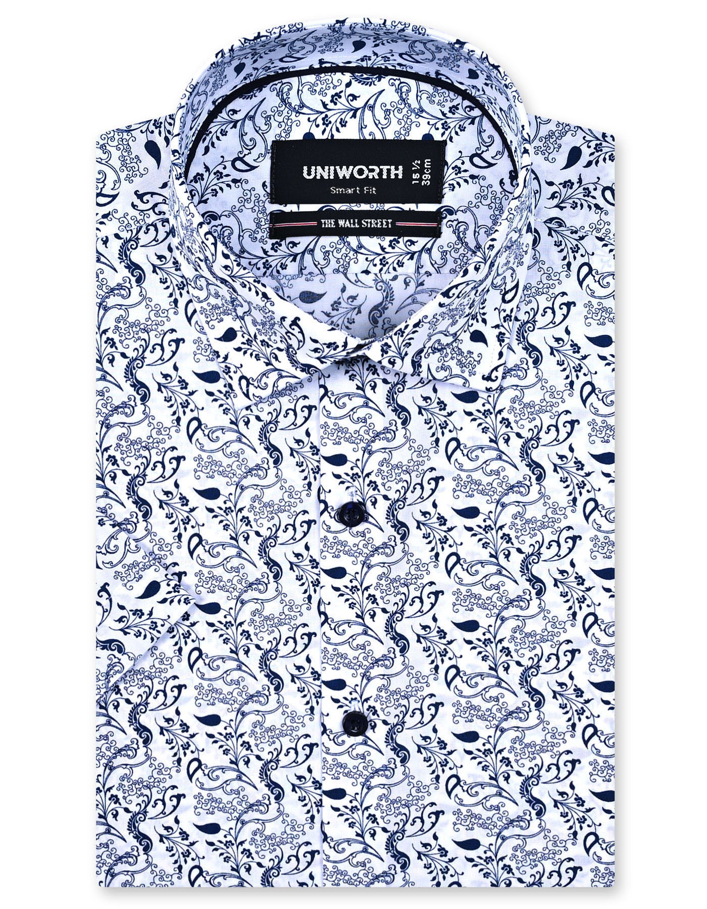 Printed Navy Tailored Smart Fit Shirt FS862SH-14.5
