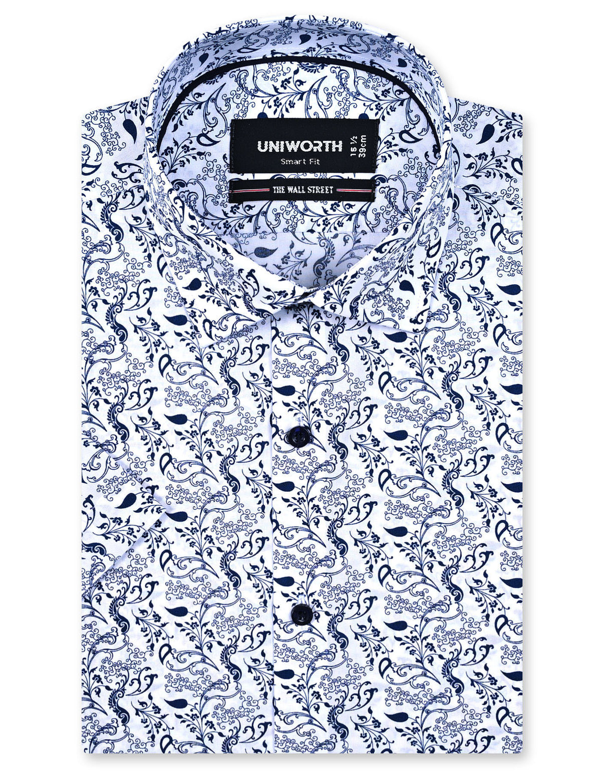 Printed Navy Tailored Smart Fit Shirt FS862SH-14.5