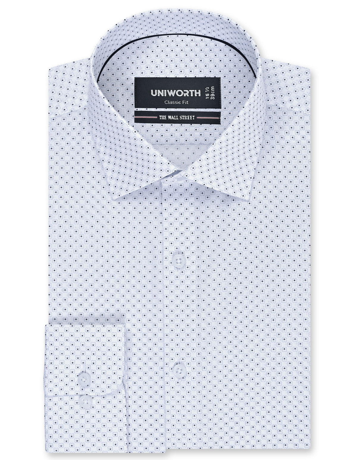 Printed Navy Classic Fit Shirt FS872-1RF-14.5