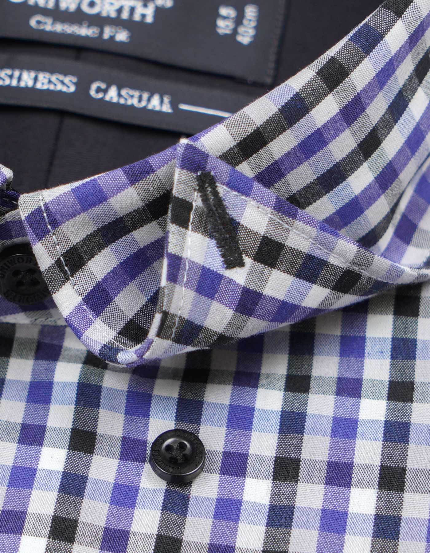 Check Black/Purple Classic Fit Shirt FS968RF-15.5