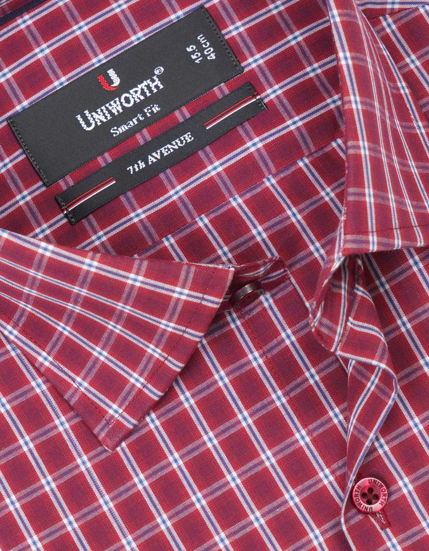 Check Navy/Maroon Tailored Smart Fit Shirt FS972SF-15