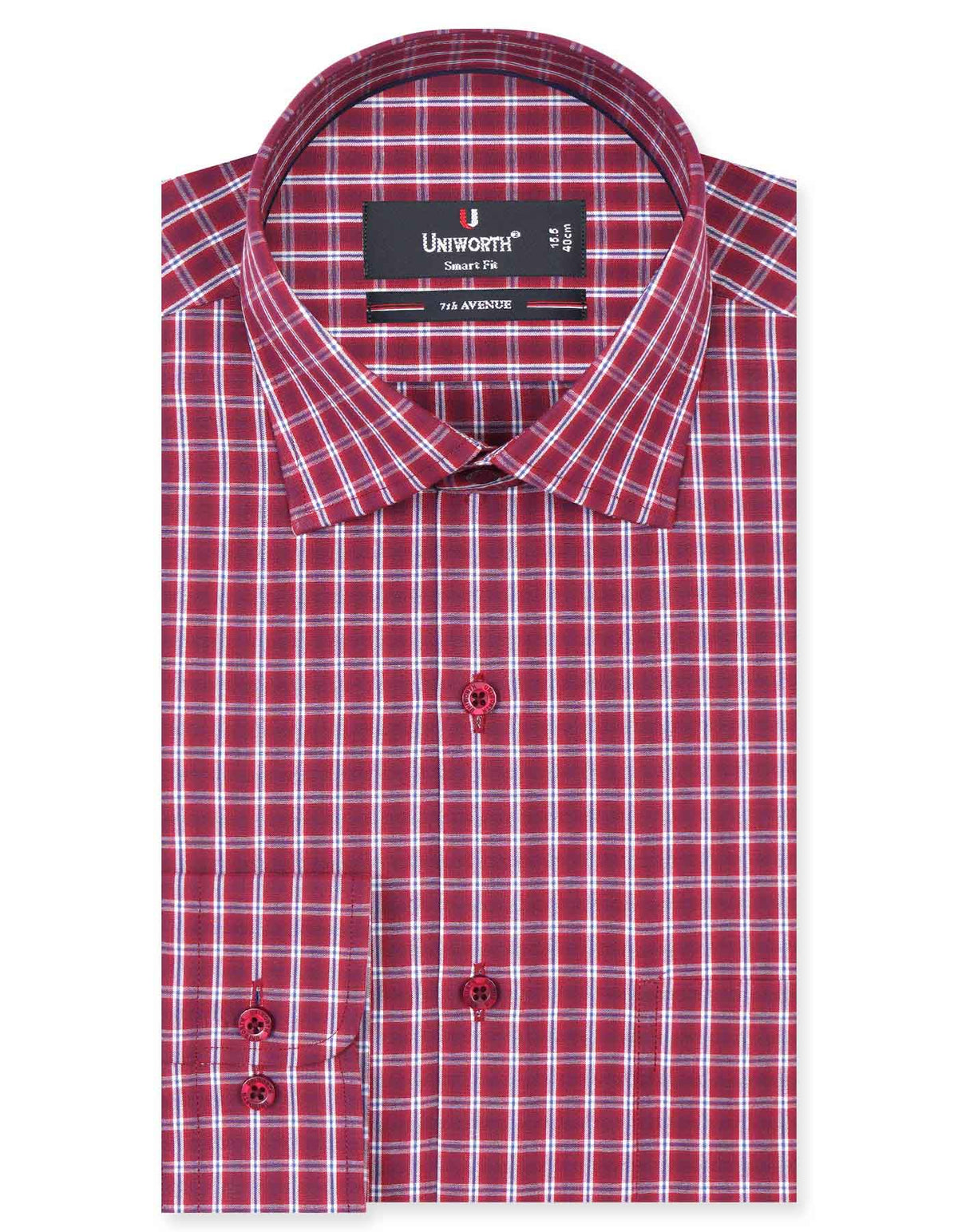Check Navy/Maroon Tailored Smart Fit Shirt FS972SF-14.5
