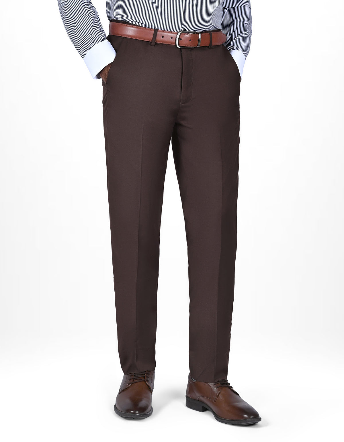 Chocolate Plain Formal Trouser Tailored Smart Fit FT2610-3S-30