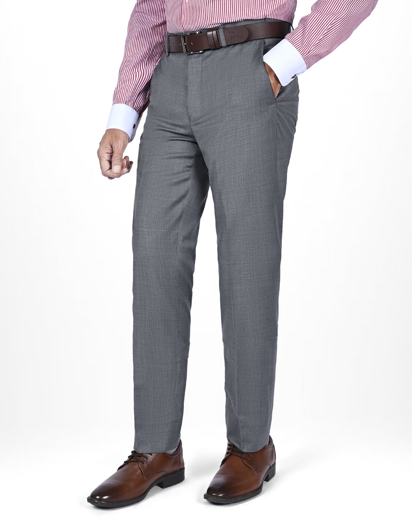 Grey Plain Formal Trouser Classic Fit FT2613-4C-30