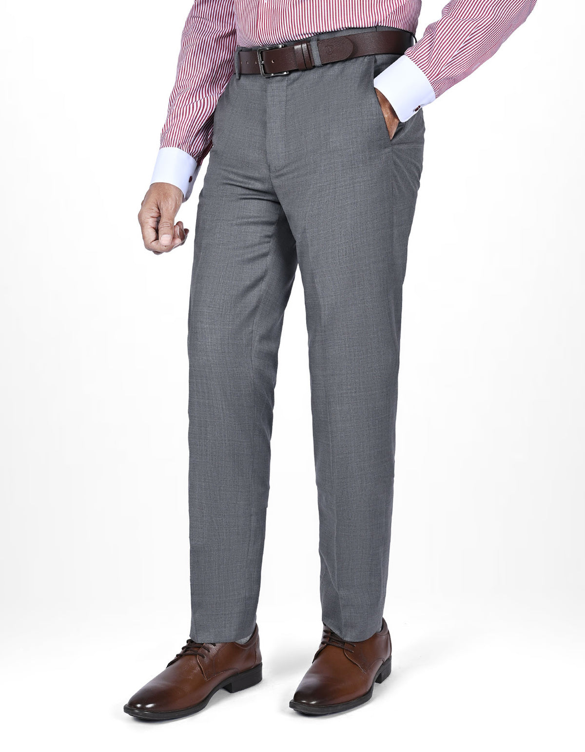 Grey Plain Formal Trouser Classic Fit FT2613-4C-30