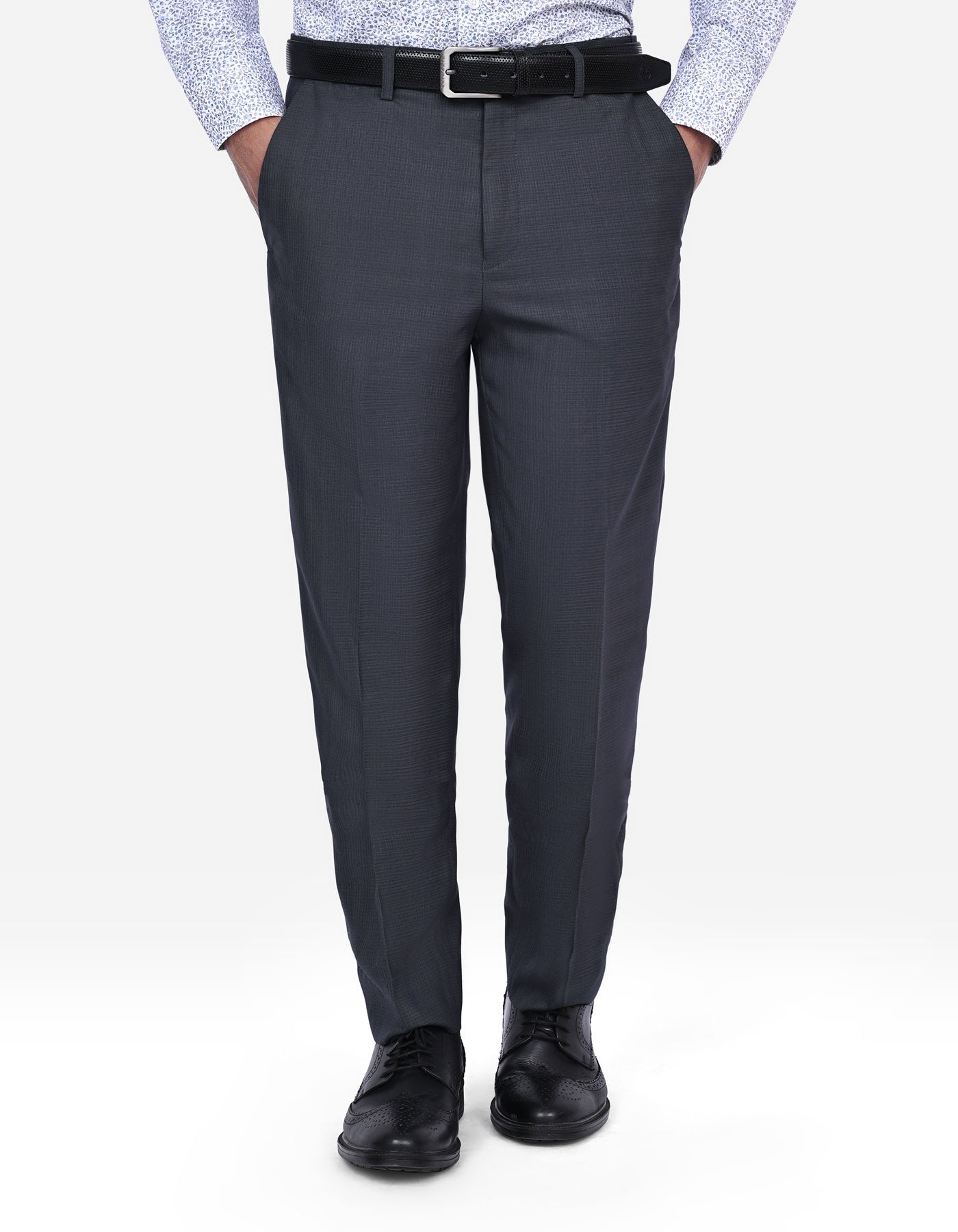 D Charcoal Check Formal Trouser Smart Fit FT2701C-30