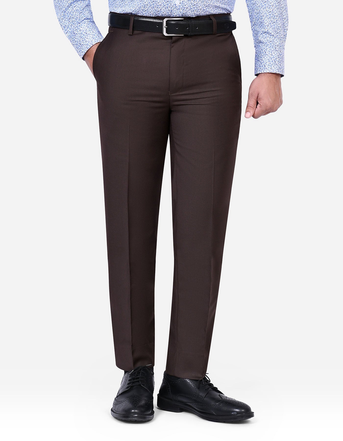 Chocolate Plain Formal Trouser Tailored Smart Fit FT504-1S-30