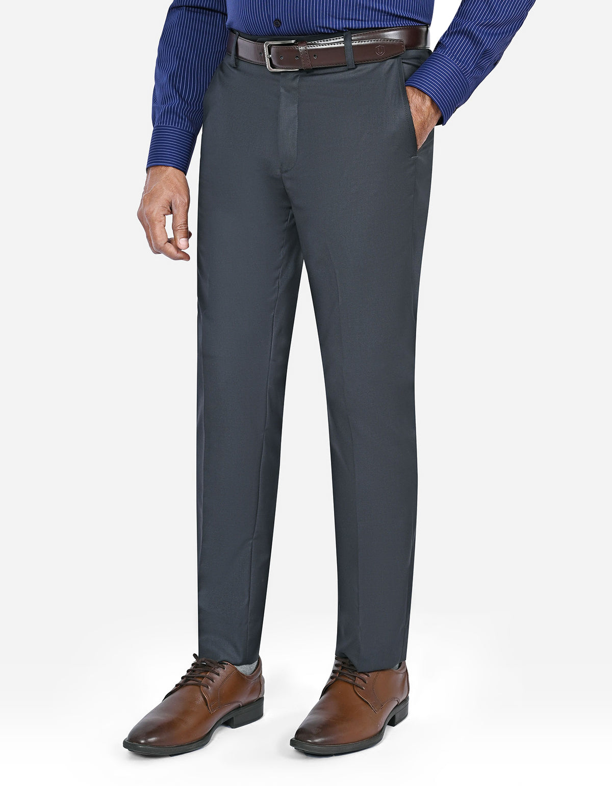 Charcoal Plain Formal Trouser Smart Fit FT506-2S-30