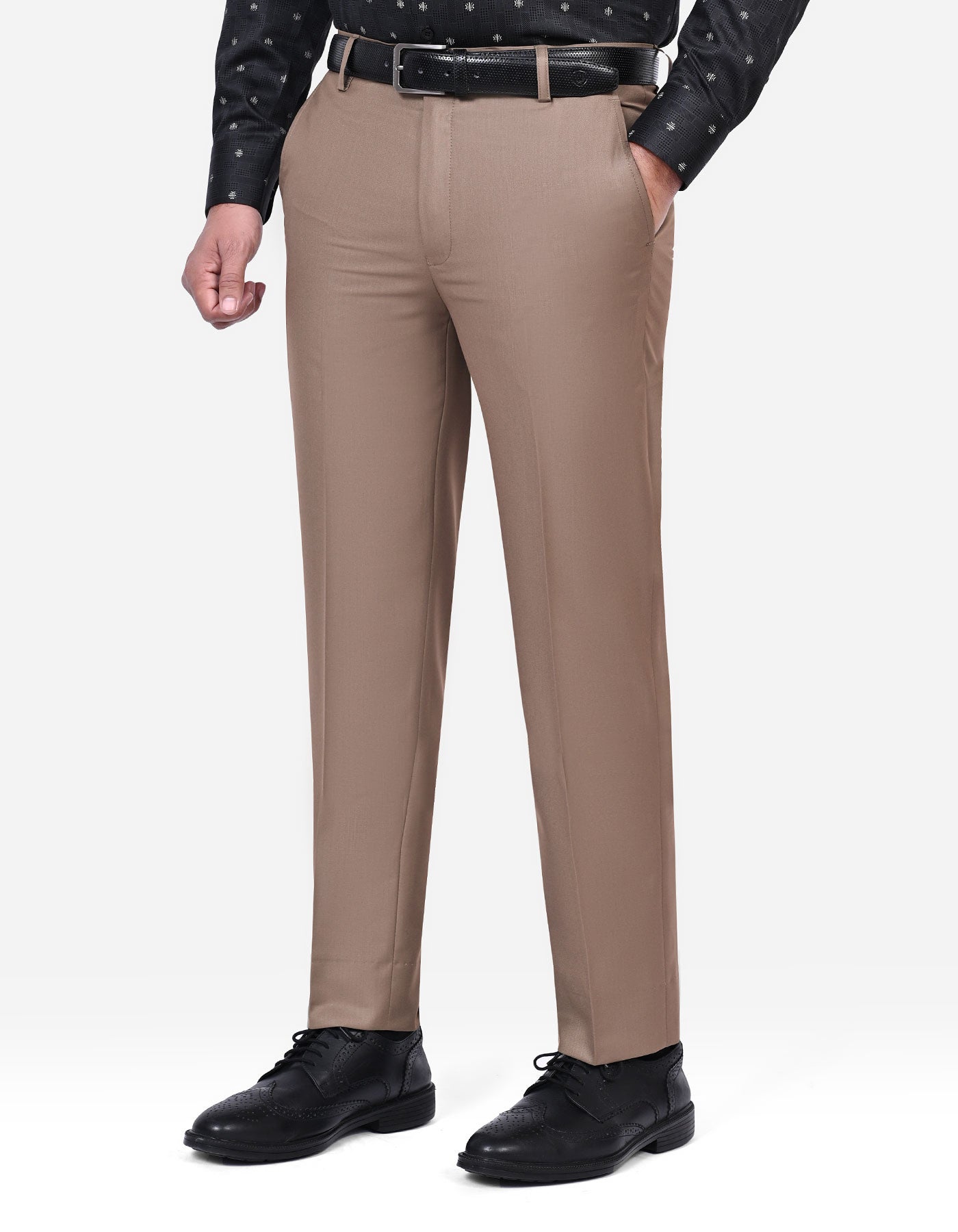 Beige Plain Formal Trouser Classic Fit FT520-1C-30