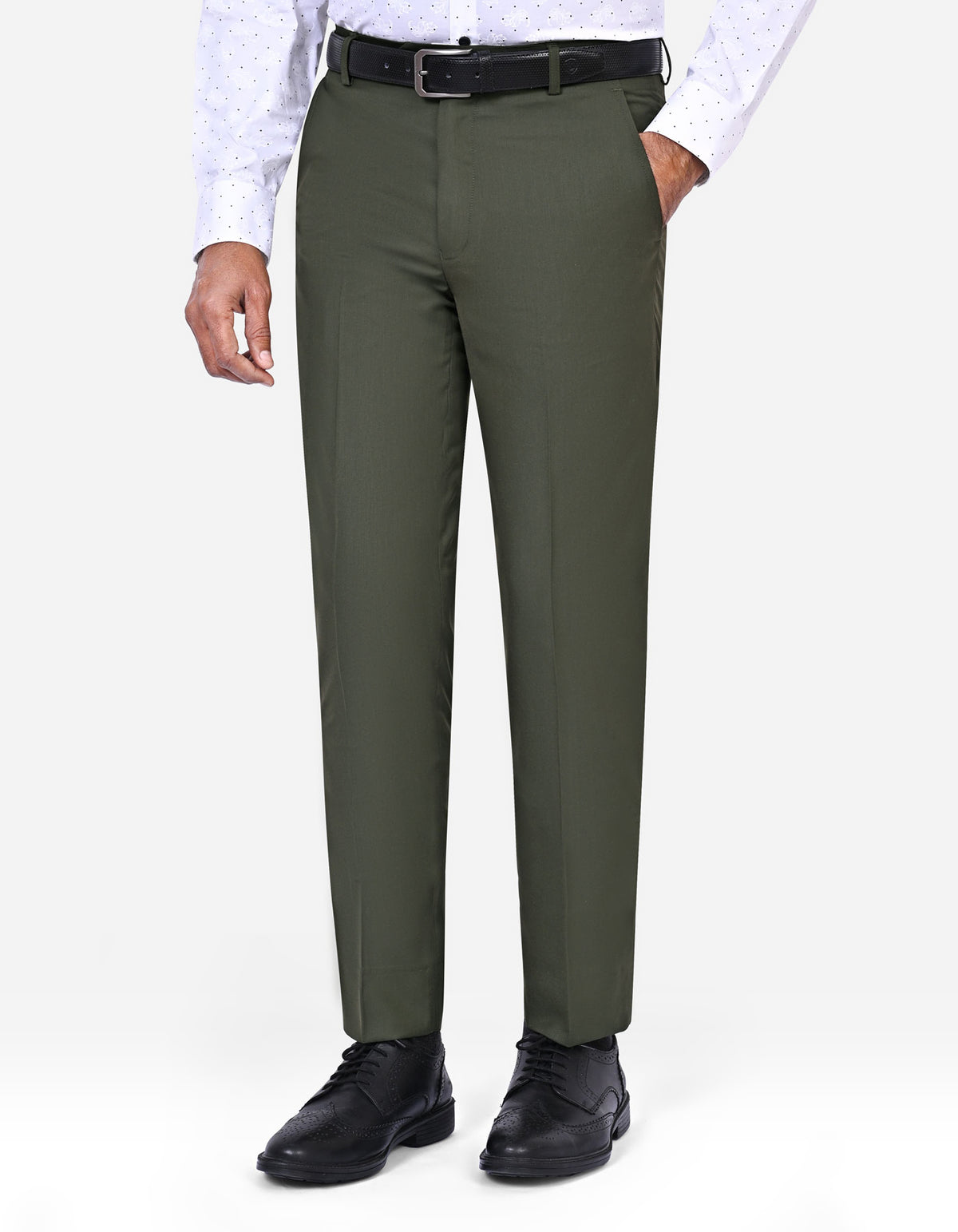 Olive Plain Formal Trouser Smart Fit FT521-1S-30