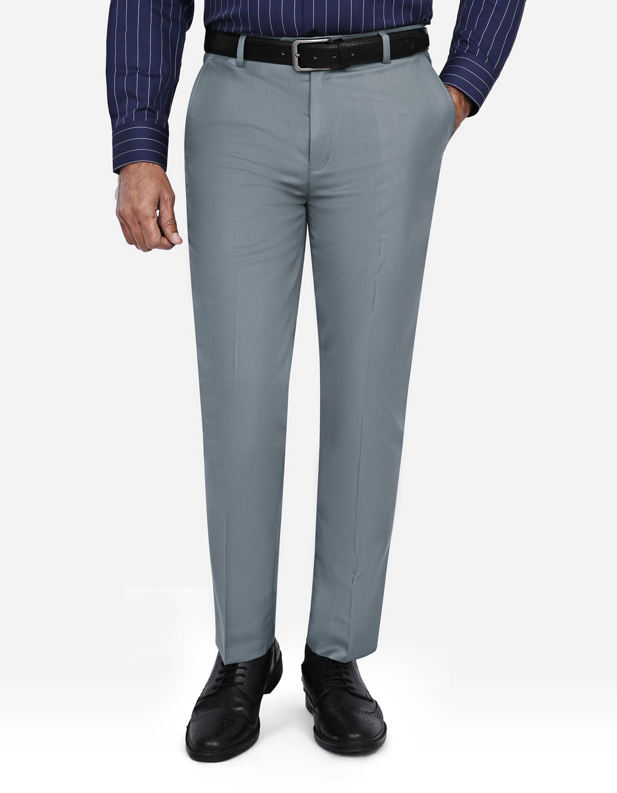 Grey Plain Smart Fit Formal Trouser