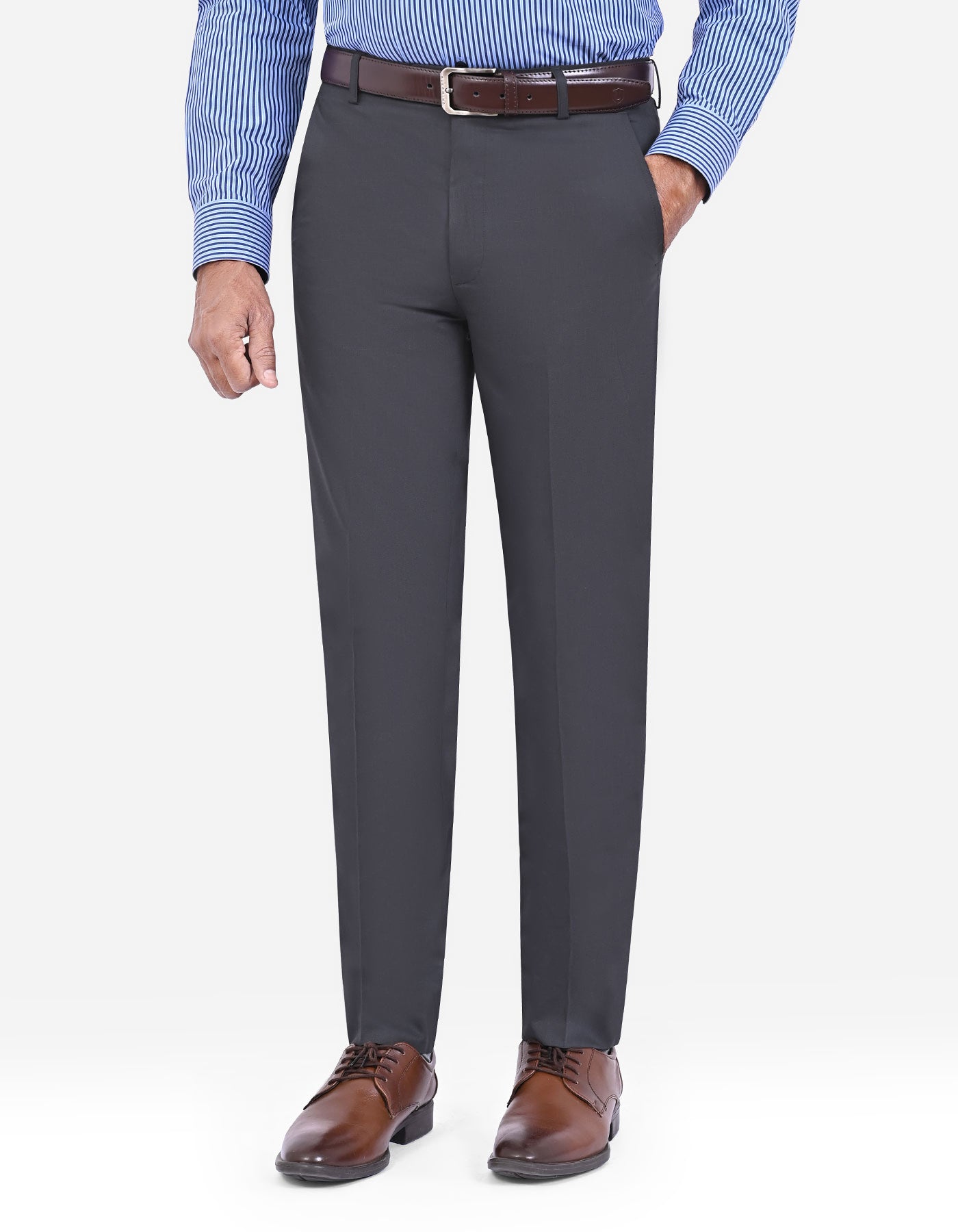 Charcoal Plain Formal Trouser Classic Fit FT574-4C-30