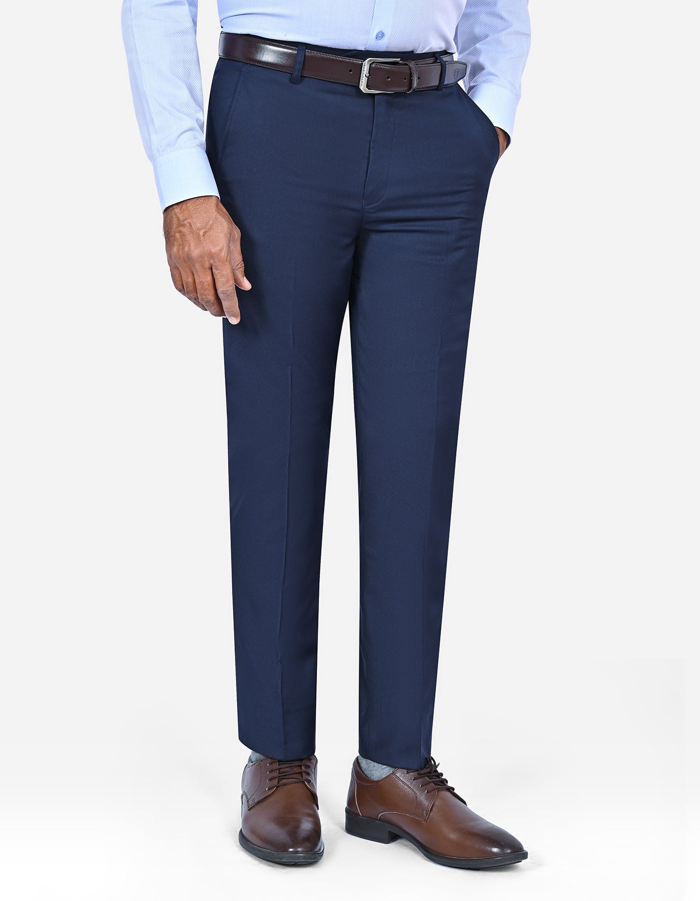 D Blue Plain Formal Trouser Smart Fit FT576S-30