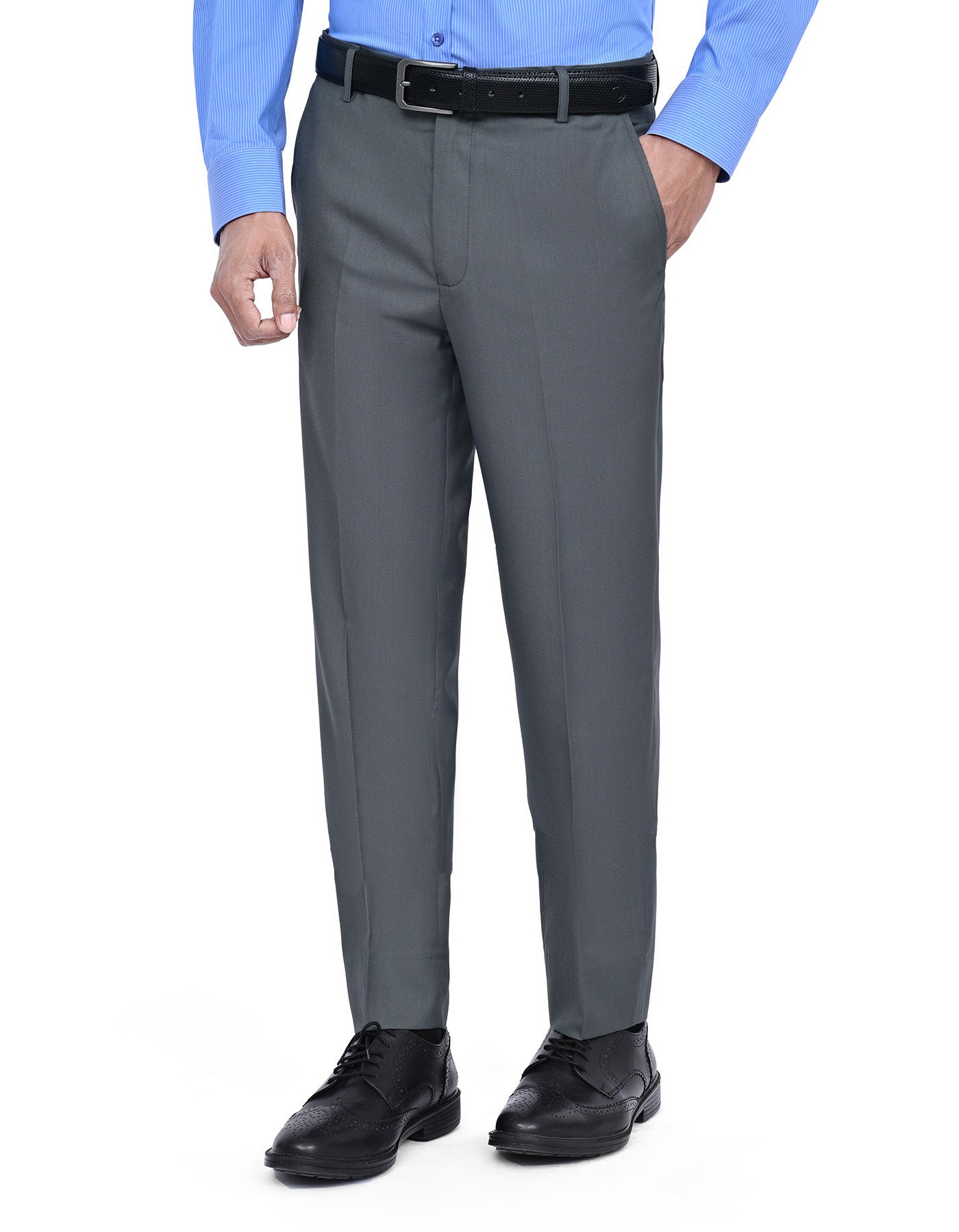 M Grey Plain Formal Trouser Smart Fit FT581-1S-30
