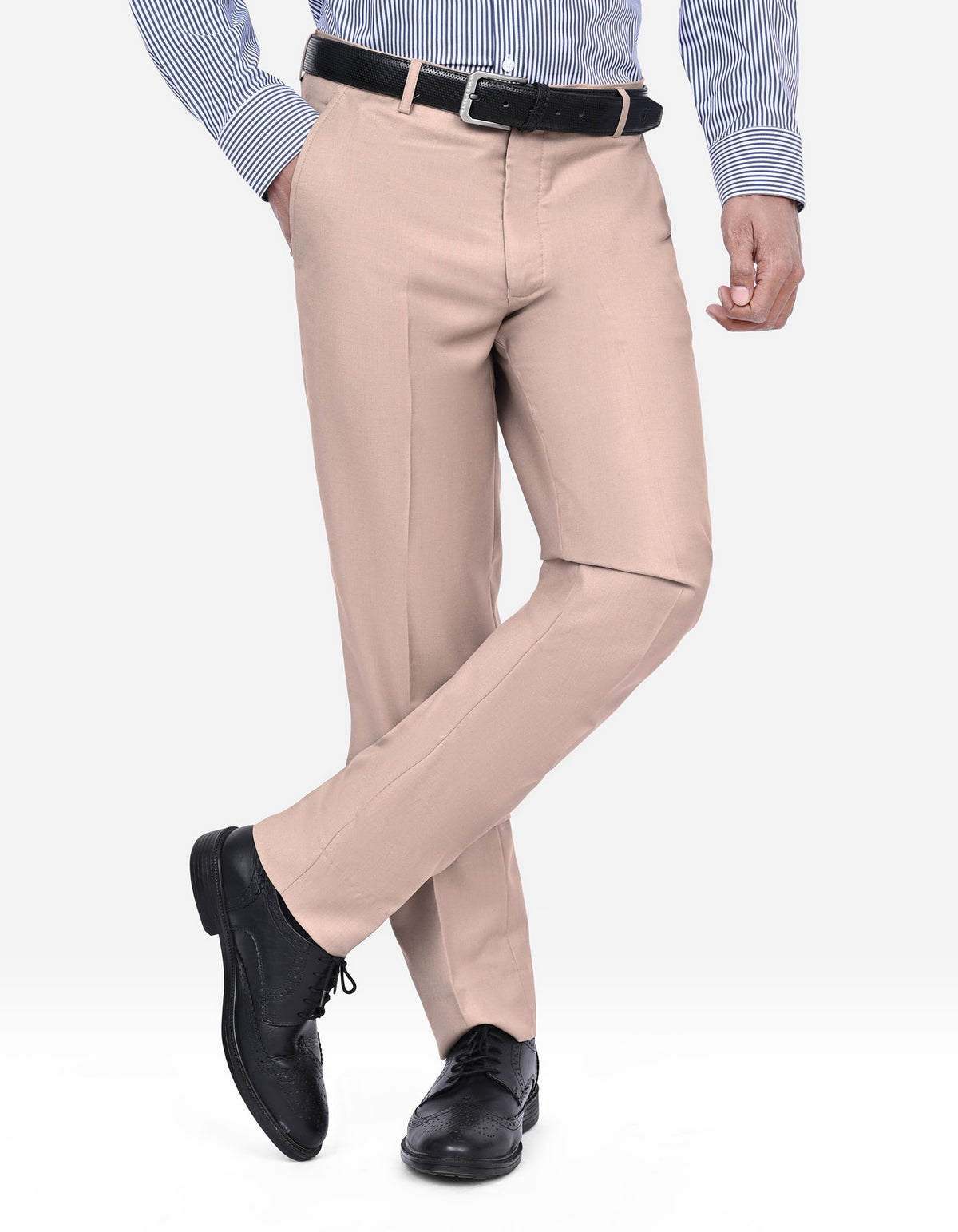 Beige Plain Formal Trouser Classic Fit FT582-1C-30