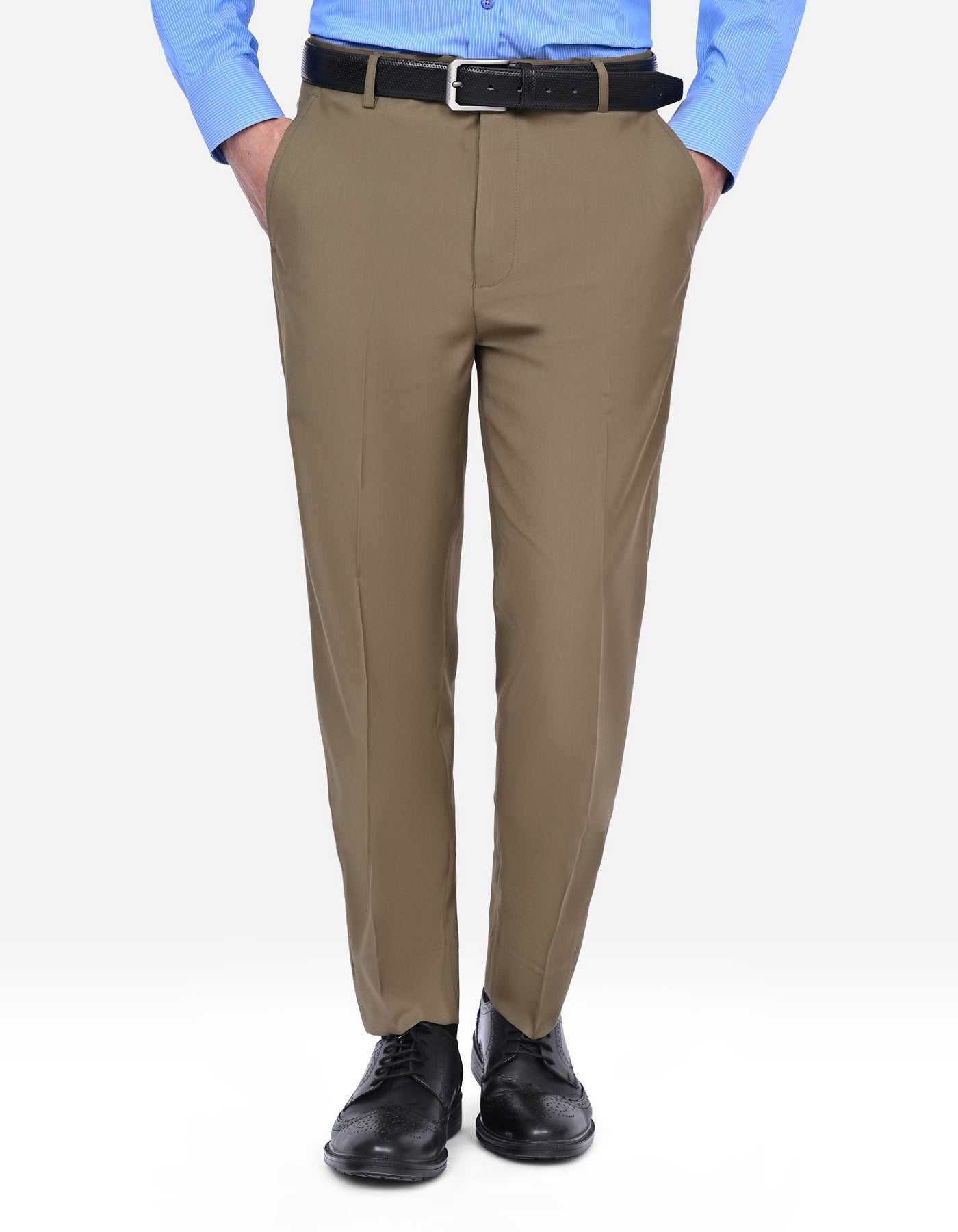L Olive Plain Formal Trouser Classic Fit FT583-1C-30
