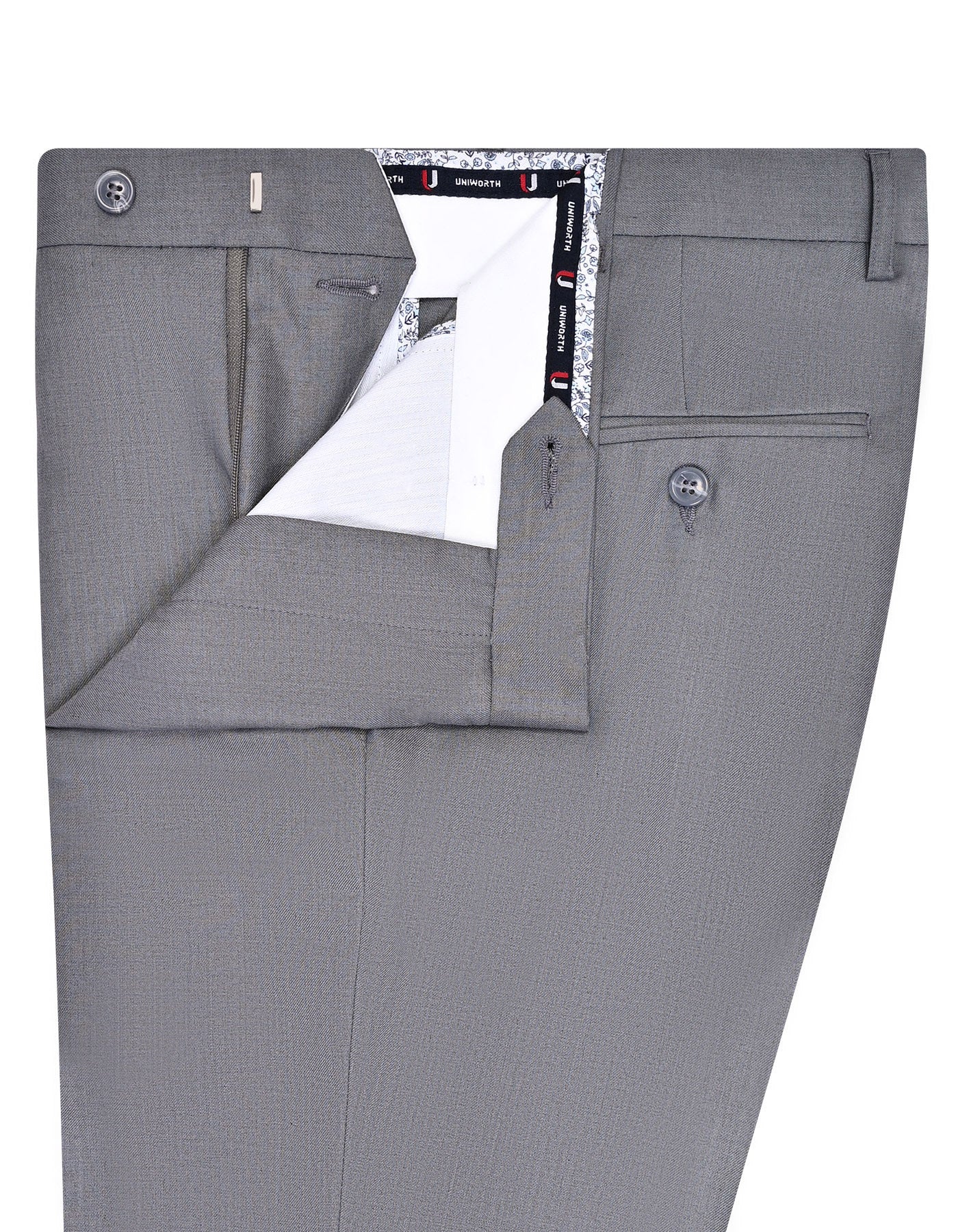 Grey Plain Formal Trouser Tailored Smart Fit FT586-1S-32