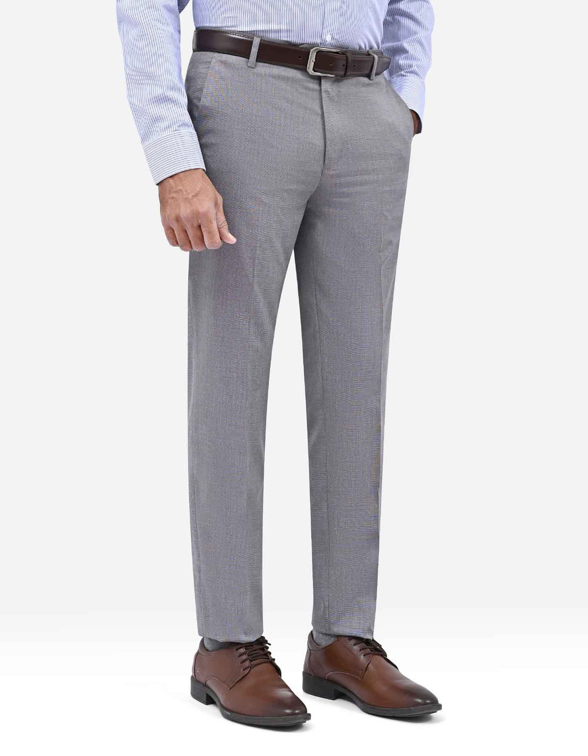 L Grey Texture Formal Trouser Classic Fit FT621-1C-30
