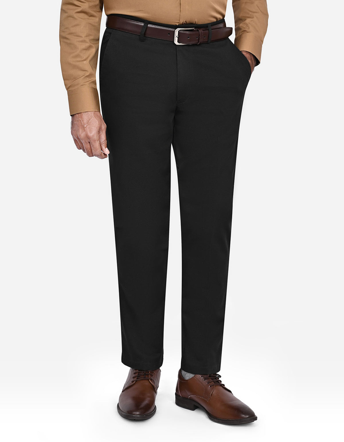 Black Plain Classic Fit Cotton Trouser