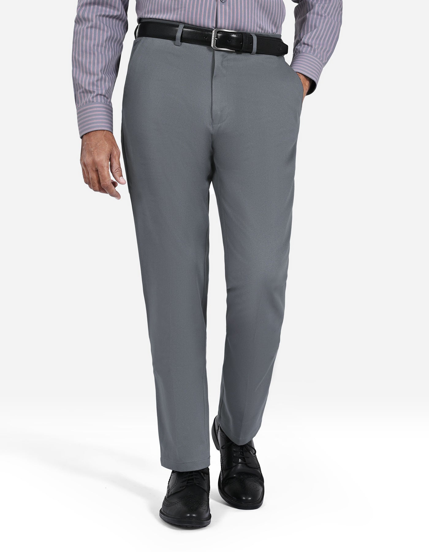 Grey Smart Fit Cotton Trouser FTC2557S-30