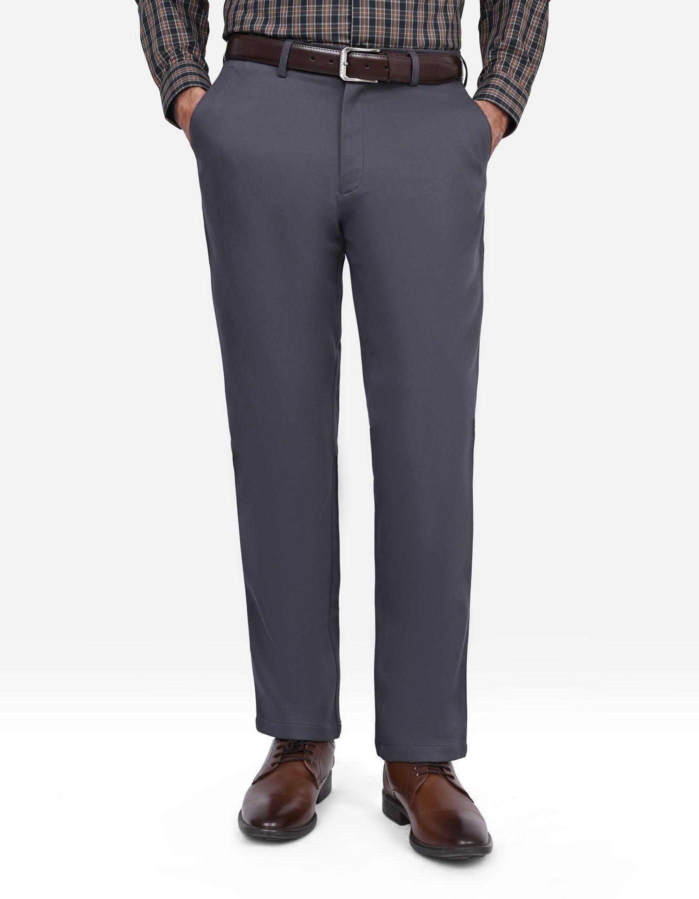 D Grey Smart Fit Cotton Trouser FTC2563S-28