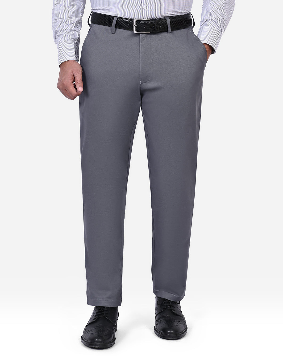 Grey Smart Fit Cotton Trouser FTC2573S-30