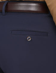 Navy Plain Smart Fit Cotton Trouser