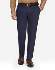 Navy Plain Smart Fit Cotton Trouser