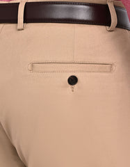 Khaki Plain Smart Fit Cotton Trouser