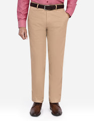 Khaki Plain Smart Fit Cotton Trouser