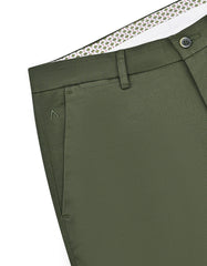 Olive Plain Smart Fit Cotton Trouser