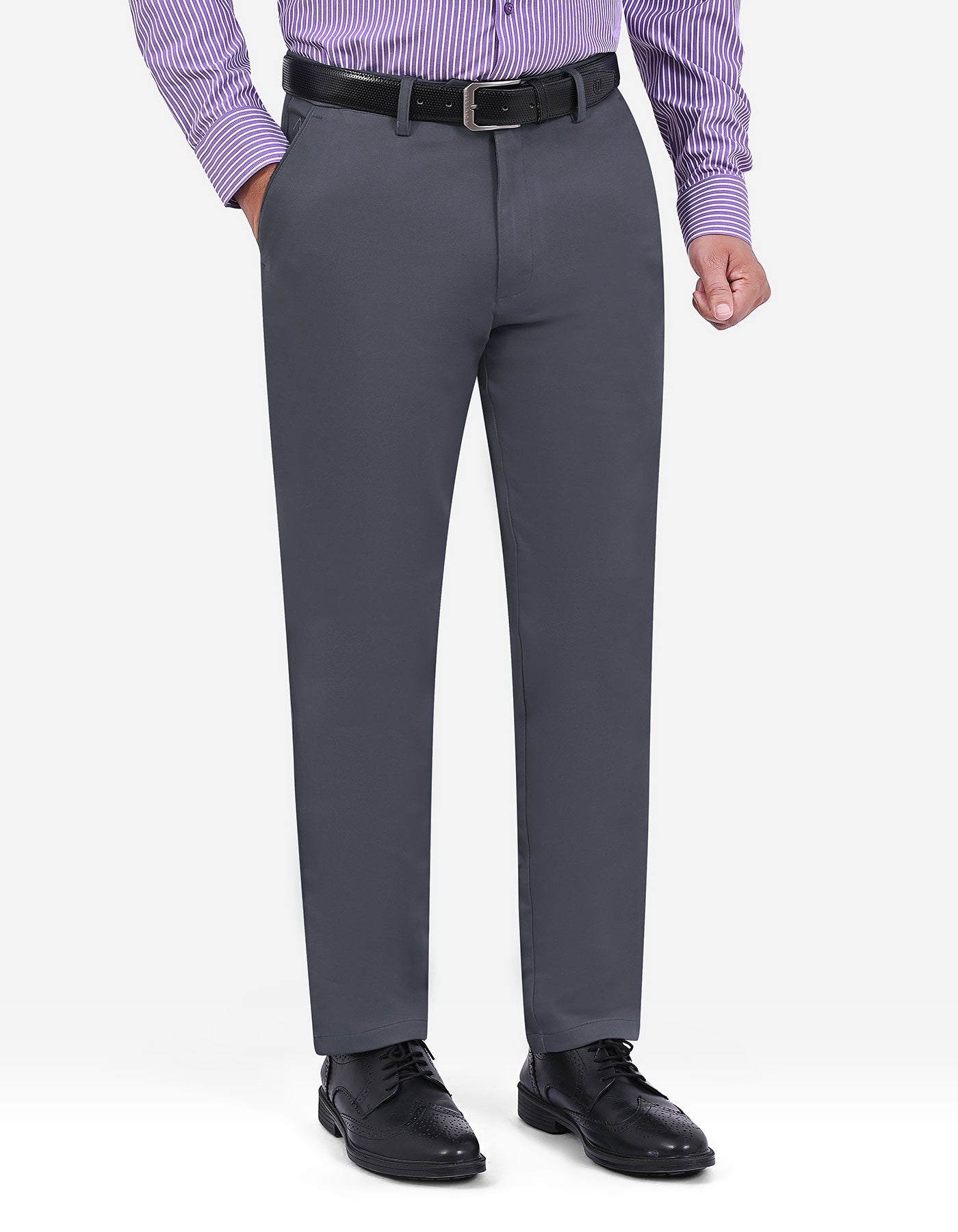 D Grey Classic Fit Cotton Trouser FTC2619C-32