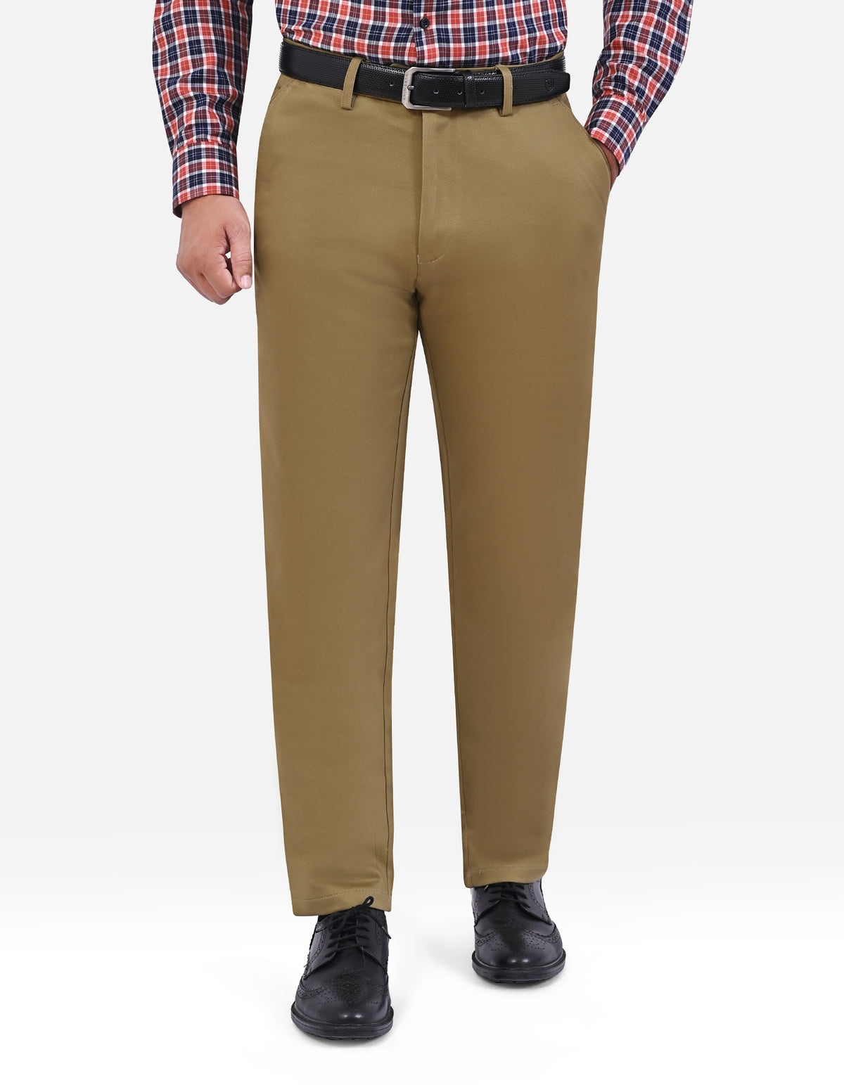 L Khaki Smart Fit Cotton Trouser FTC2622S-32