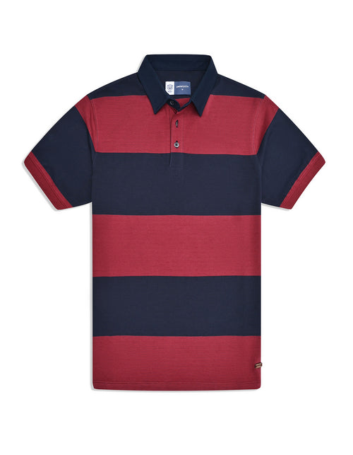 Navy Stripe Pique Polo Shirt