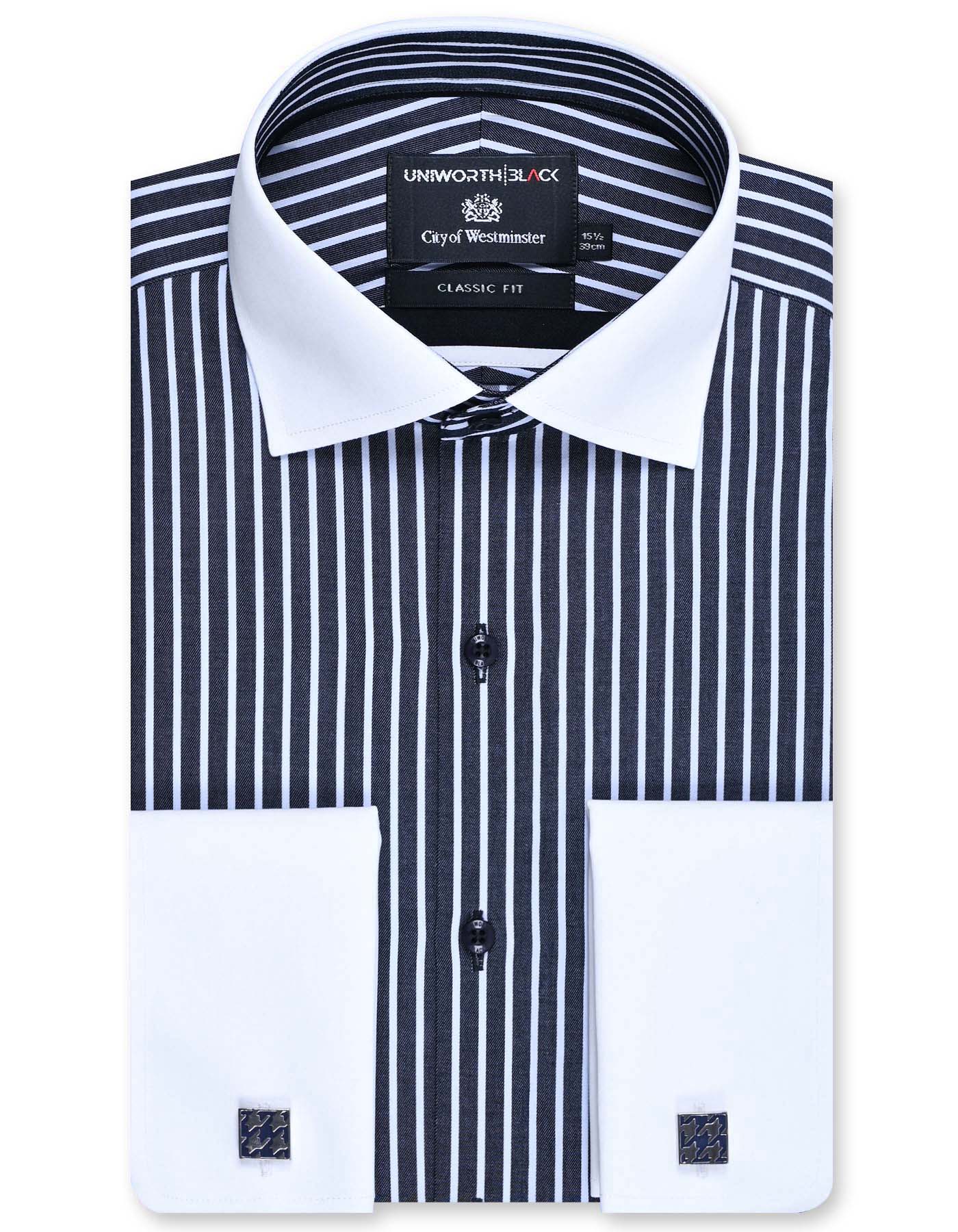 Stripe Black Classic Fit Shirt FS2882-2RF-14.5