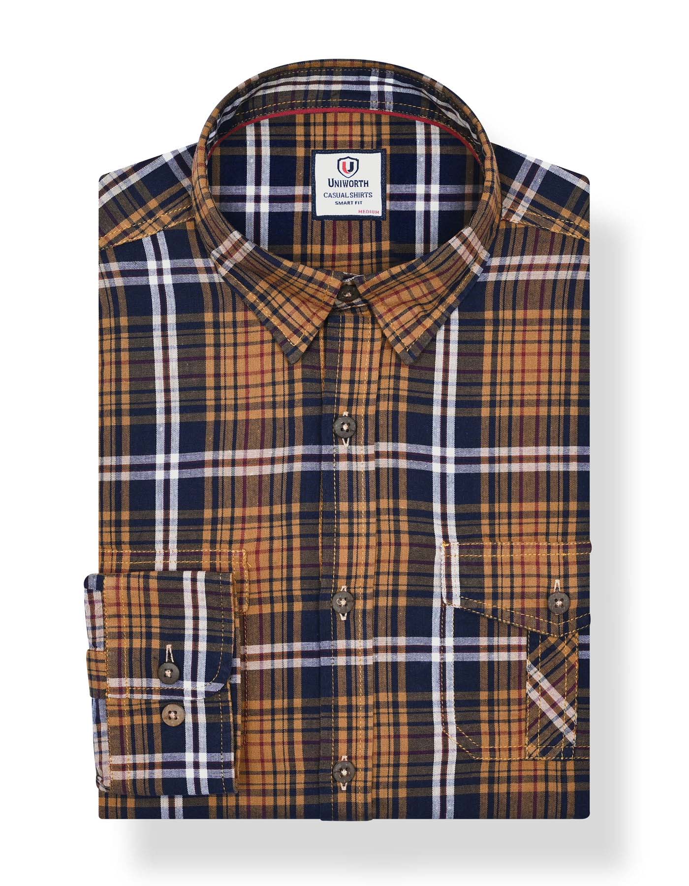 Navy Embriodery Check Casual Shirt CS2365-1R-S