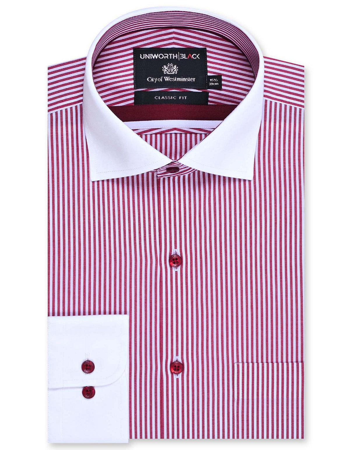 Stripe Maroon Classic Fit Shirt FS2872-2RF-14.5